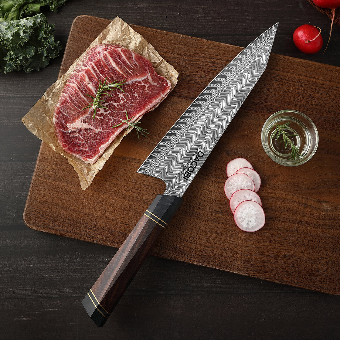 Profesionalni Kiritsuke nož C54, 67-slojno damast jeklo, 21.5 cm