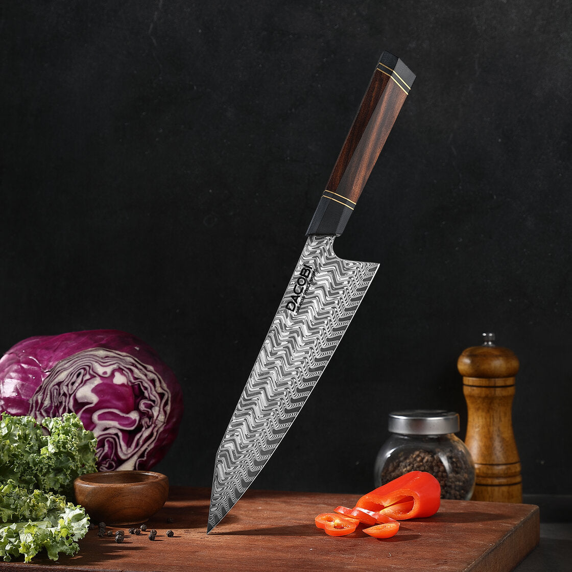 Profesionalni Kiritsuke nož C54, 67-slojno damast jeklo, 21.5 cm
