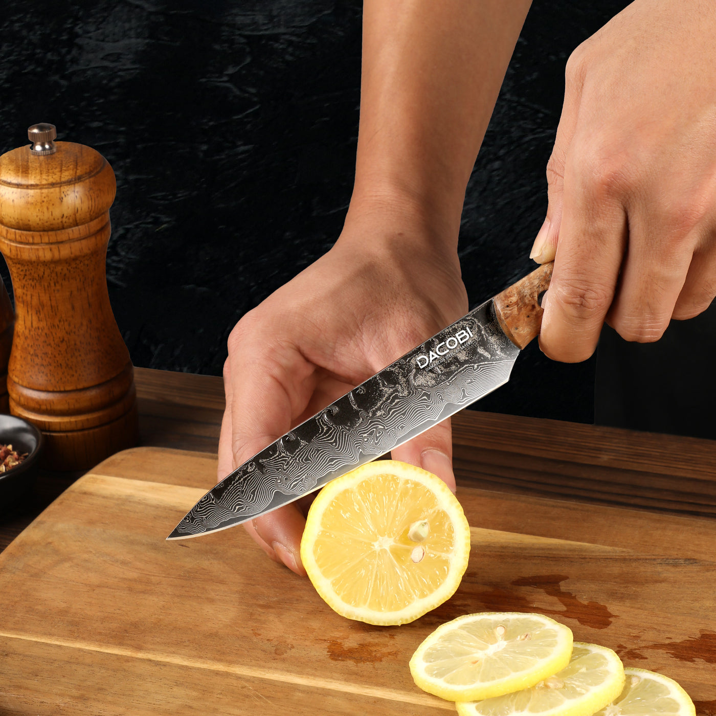 Profesionalni univerzalni nož C70, 67-slojno damast jeklo, 12.8 cm