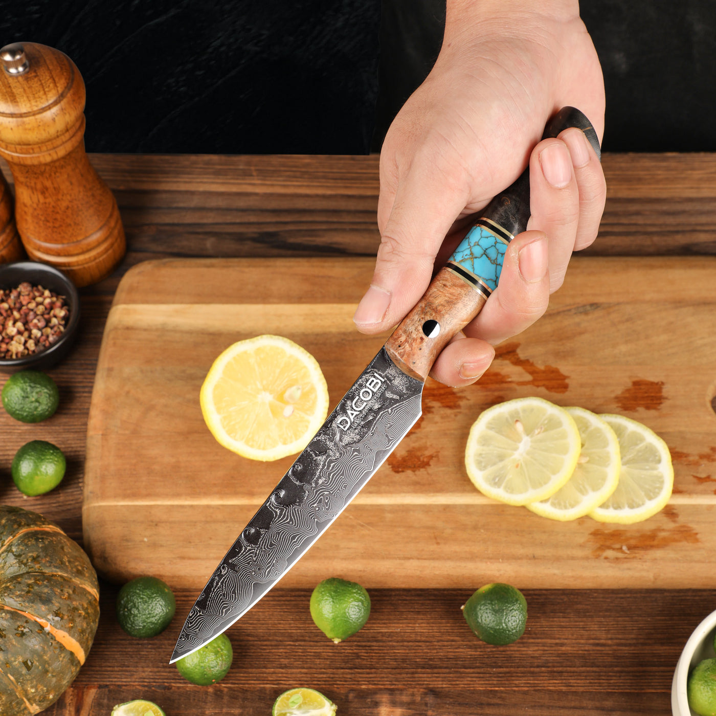 Profesionalni univerzalni nož C70, 67-slojno damast jeklo, 12.8 cm