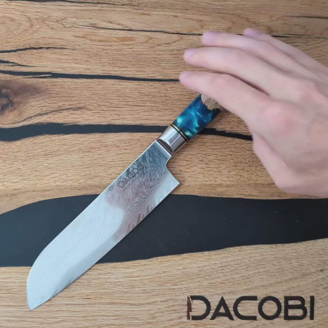 Profesionalni Santoku nož C3, 67-slojno damast jeklo, 17.5 cm