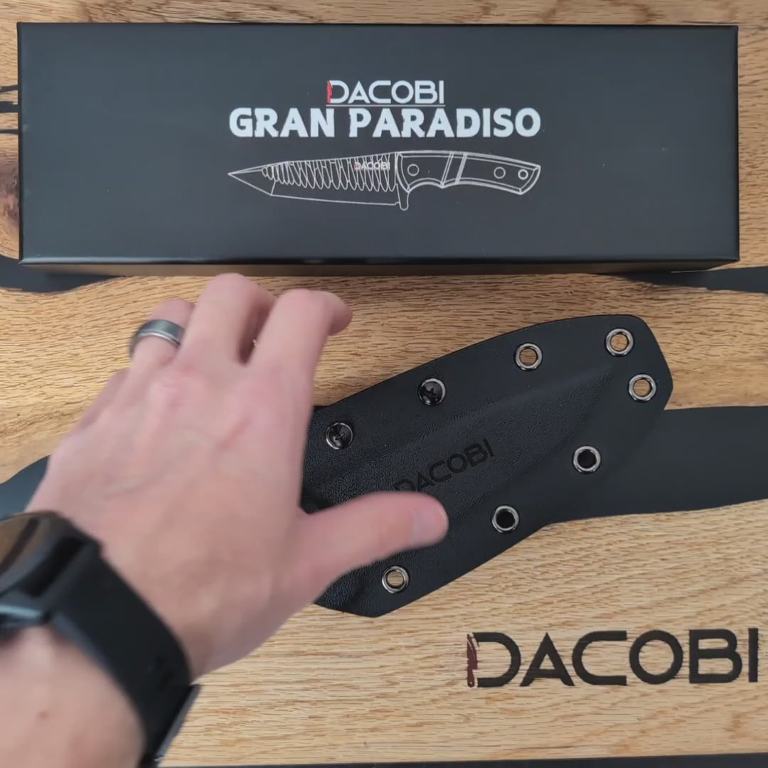 Gran Paradiso - Bushcraft nož, jeklo D2, ročaj iz smole s karbonom in lesom
