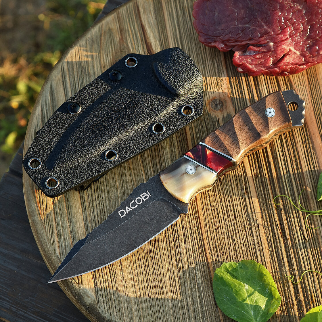 Grizzly - Bushcraft nož, jeklo D2, ročaj iz rogovje + smola