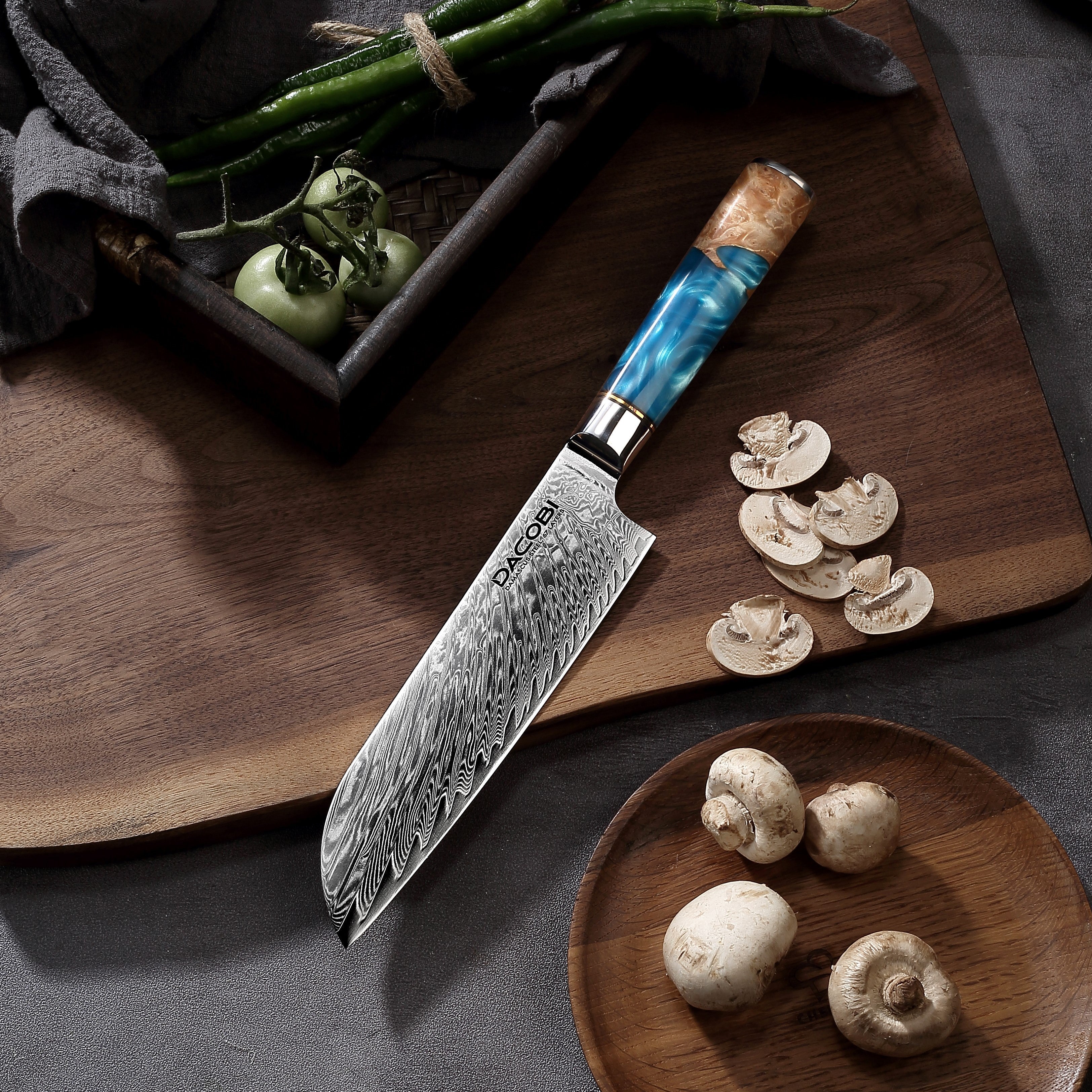 Profesionalni Santoku nož C3, 67-slojno damast jeklo - DACOBI.si