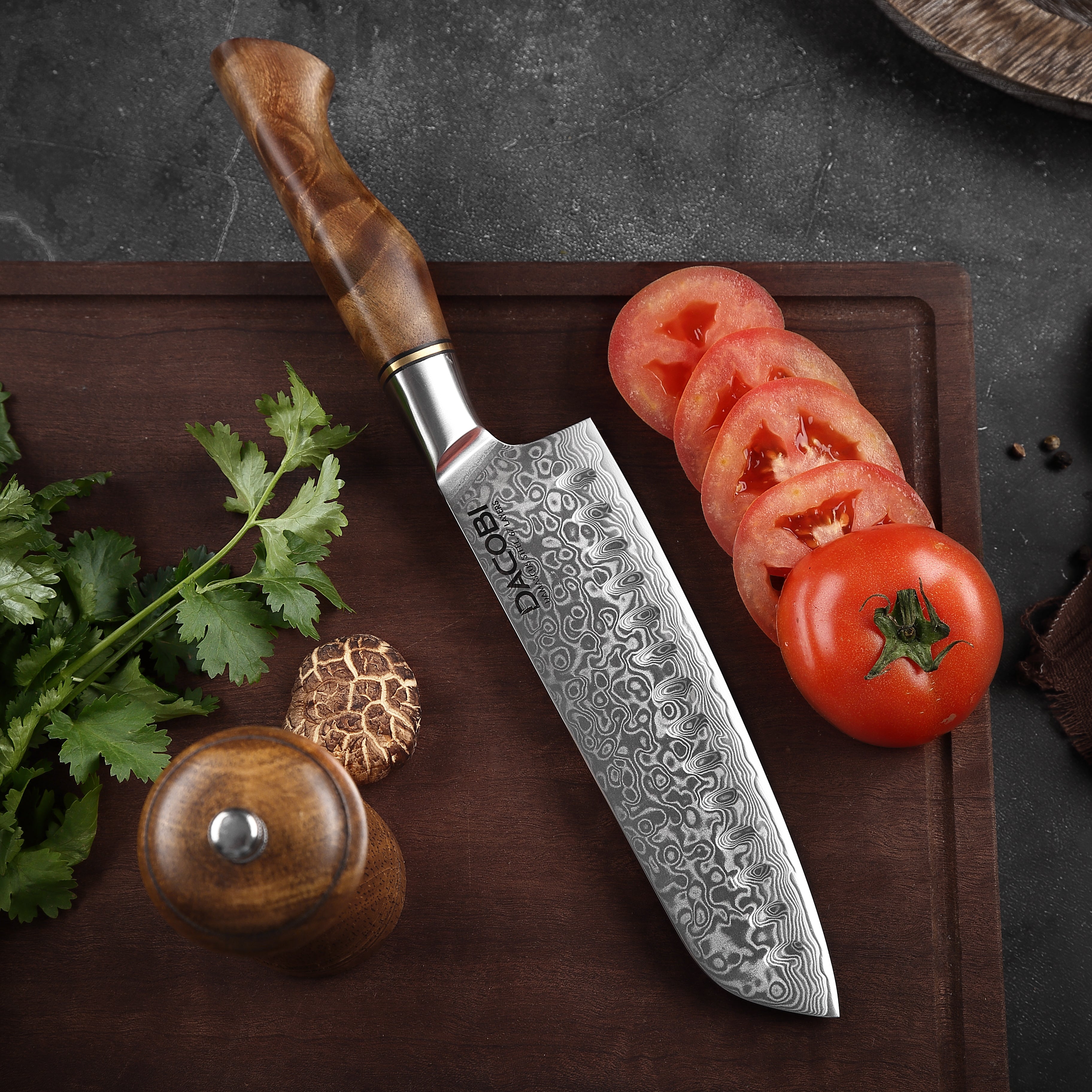 Profesionalni Santoku nož C33, 67-slojno damast jeklo - DACOBI.si