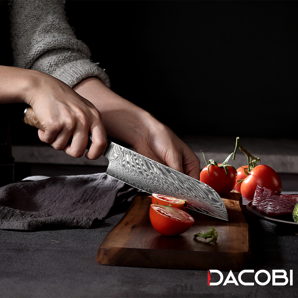 Profesionalni Santoku nož C3, 67-slojno damast jeklo - DACOBI.si